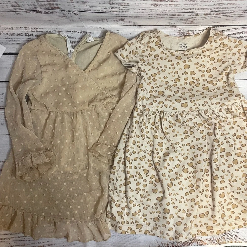 Girls Dress Lot Size 5‎ / 110 – Carter’s & SHEIN Neutral Boho